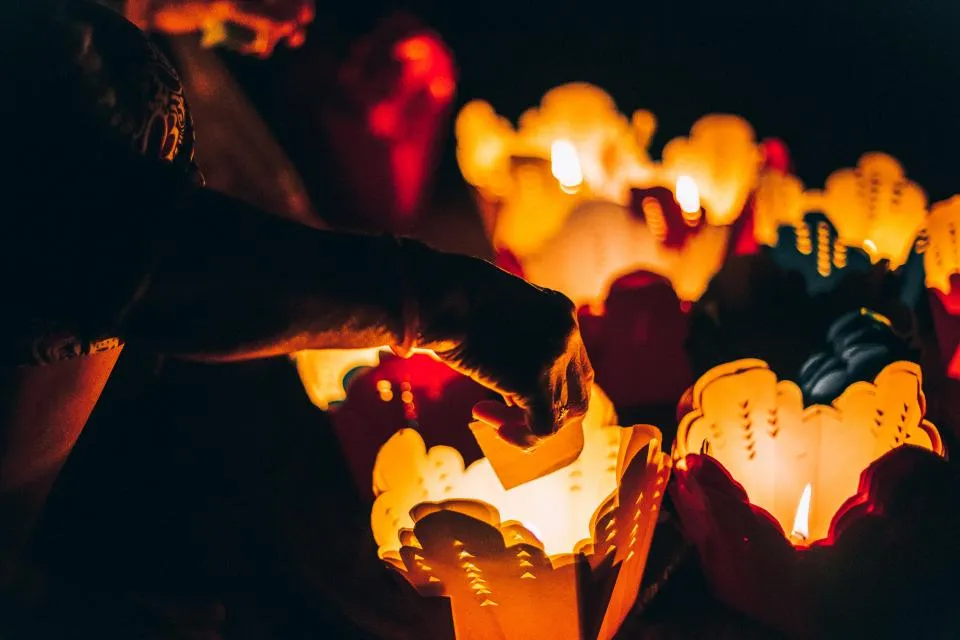 Candles glowing in the dark